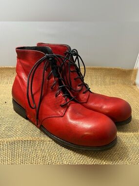 Alexandre Plokhov Red Italian Made Ankle Boots Goatskin Leather EU 43 US 10